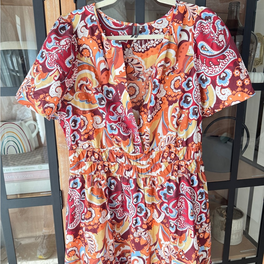 Anthropologie Somerset Tiered Maxi Dress Bronze Paisley print poplin pockets - Picture 5 of 11